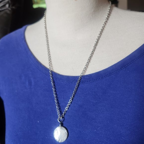 22" Silver Tone Zebra Print Glass Pendant Necklace NWT Tony Alexander Jewelry - Picture 2 of 3